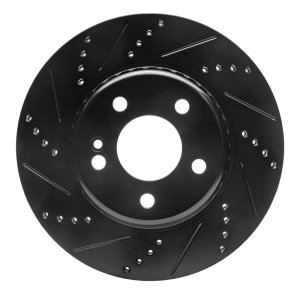 Mercedes-Benz E300 Brake Rotor (1) - Rear Left - R1 Concepts - Drilled & Slotted - Black - `15-`23